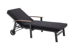 Bain de soleil anthracite et accoudoirs en teck, Aluminium - CREADOR Berlin