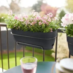 Balconnière plastique gris anthracite Elho Vibia Campana easy hanger large - 24,1 cm