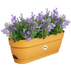 Balconnière tout-en-un en polypropylène jaune miel Elho Barcelona - 49,5 x 27,5 x 18,5 cm