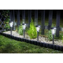 Balise solaire à piquer en verre et acier gris Triton - 4 pièces