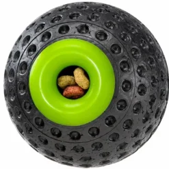 Balle à mâcher pour chien coloris noir et vert distributeur de croquettes ou friandises Ferplast - Taille L Ø 8 cm