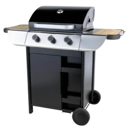 Barbecue au gaz Miami 300 avec 3 feux 9KW coloris noir - 120,8 x 59,5 x 113 cm