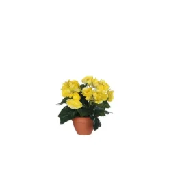 Bégonia jaune artificiel en pot Campana Terra H 25 x Ø 20 cm