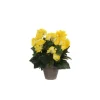 Bégonia jaune plante artificielle en pot gris H 30 x Ø 25 cm