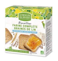 Biscottes complètes aux graines de lin bio en boîte de 270 g