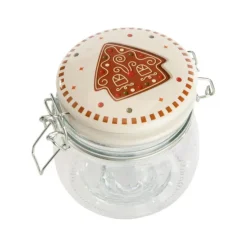 Bocal de stockage en verre à couvercle blanc Ginger - 13,5 x 11 x 11,5 cm