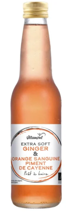 Boisson Extra Soft Ginger orange sanguine piment de Cayenne Bio en bouteille de verre Vitamont - 33 cl