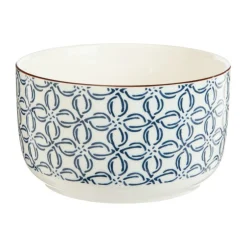 Bol à salade en porcelaine bleu et blanc Estival - Ø 15 x H 12 cm