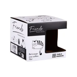 Bol à soupe en porcelaine blanche à motifs chats noirs Friends - 75 cl