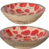 Bol décoratif à motif de coquelicots en bois de manguier rouge T1 - Ø 24 x H 6,5 cm