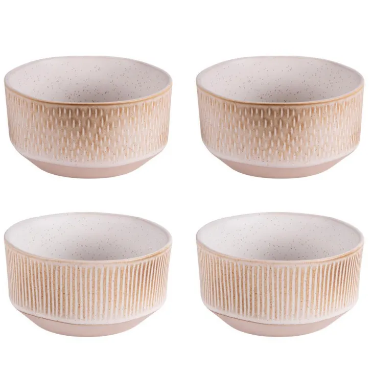 Bols en grès beige Coffret Miyaki x 4 - Ø 14 cm