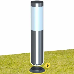 Borne solaire lanterne amovible coloris gris en inox Gard&Rock - Ø 8 x 42 cm