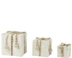 Boîte cadeau en fausse fourrure blanche grand modèle - 21 x 21 x 21 cm