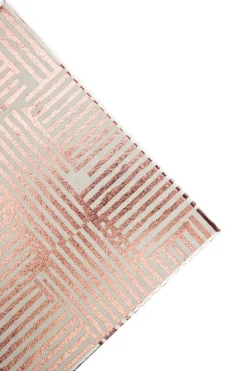 Boîte carrée en papier métallisé rose à motifs rayures - 19 x 8,5 cm