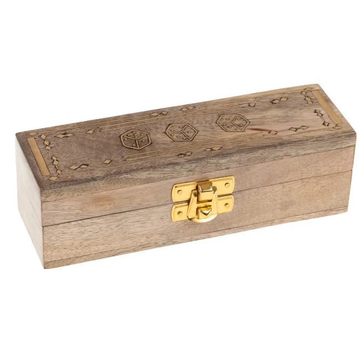 Boîte décorative à dés en bois de manguier - 12 x 5 x 16 cm
