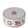 Boîte de stockage blanche à motif biscuits de Noël en métal Ginger - Ø 16 x H 7 cm