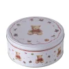 Boîte de stockage blanche à motif ourson en métal Bailey - Ø 18 x H 8 cm