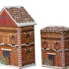 Boîte en forme de grande maison en métal brun - 13,5 x 8,5 x 21,5 cm