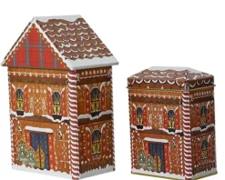 Boîte en forme de grande maison en métal brun - 13,5 x 8,5 x 21,5 cm