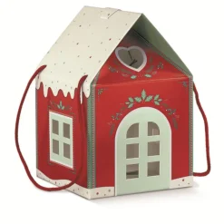 Boîte maison décorée coloris rouge et blanc Cav Service -  20 x 20 x h 18 cm