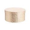 Boîte ronde en papier métallisé or à motif - 20 x 10 cm