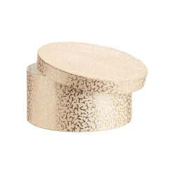 Boîte ronde en papier métallisé or à motif - 20 x 10 cm