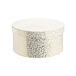 Boîte ronde en papier métallisé argent à motif - 23 x 11 cm