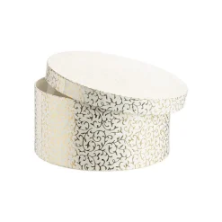 Boîte ronde en papier métallisé argent à motif - 23 x 11 cm