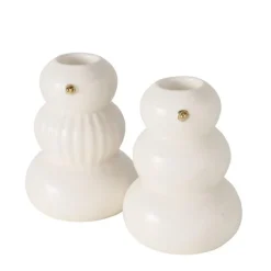 Bougeoir en céramique blanche Islo - Ø 7 x H 9,5 cm