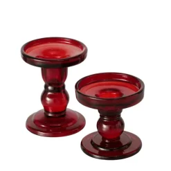 Bougeoir en verre laqué rouge Matar - Ø 8,5 x H 8,5 cm