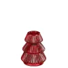 Bougeoir en verre rouge forme arbre de Noël - Ø 6,5 x H 8 cm
