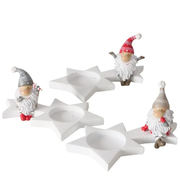 Bougeoir Fiete coloris gris en résine - 15 x 9,5 x 7 cm