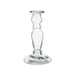 Bougeoir soliflore en verre transparent - Ø 8,4 x H 25,5 cm