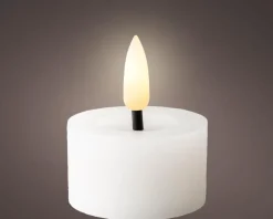 Bougie chauffe-plat blanche imitation cire à LED blanc chaud effet oscillant pour intérieur - Ø 4,4 x H 5,2 cm