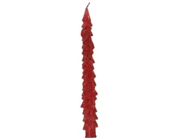 Bougie cierge longue rouge forme sapin - Ø 2,1 x H 25 cm