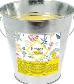 Bougie citronnelle seau galvanisé Estivade coloris gris en cire Denis & Fils - 480 g