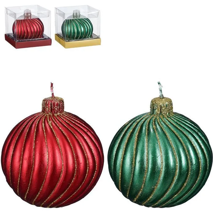 Bougie colorée forme boule x 2 - Ø 9 x H 9 cm