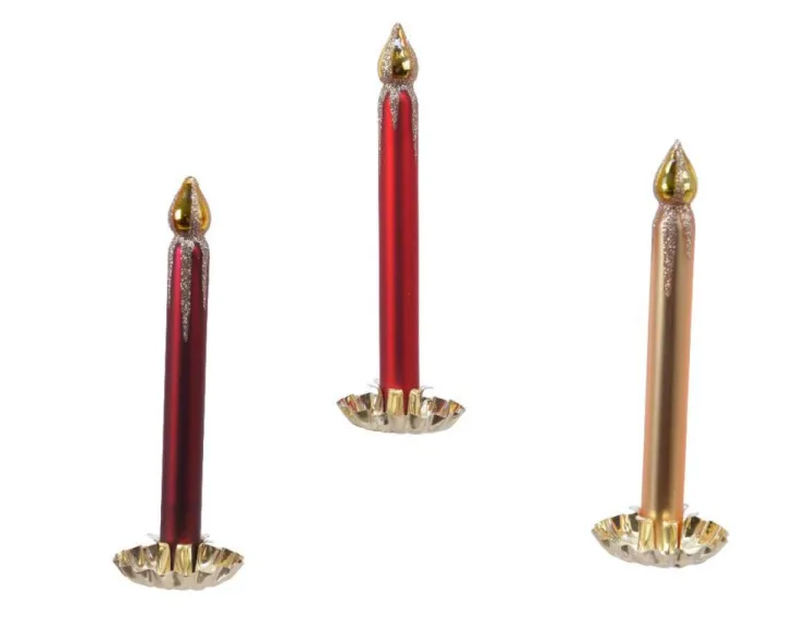 Bougie colorée sur clip or en verre soufflé avec finition paillettes - Ø 4,3 x H 4,8 cm