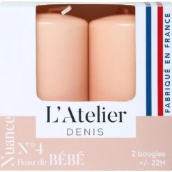 Bougie cylindrique rose L’Atelier de Denis - Le pack de 2