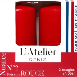 Bougie cylindrique rouge L’Atelier de Denis - Le pack de 2