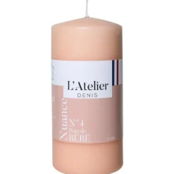 Bougie cylindrique taille L rose L’Atelier de Denis - Ø 6,8 x H 14,5 cm