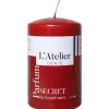 Bougie cylindrique taille S rouge parfum secret de grand-mère L’Atelier de Denis - Ø 6,8 x H 11 cm
