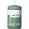 Bougie cylindrique taille S vert parfum fraîcheur basilic L’Atelier de Denis - Ø 6,8 x H 11 cm