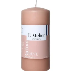 Bougie cylindrique taille L rose parfum rêve poudré L’Atelier de Denis - Ø 6,8 x H 14.5 cm