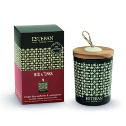 Bougie déco parfumée et rechargeable Teck et Tonka Esteban - 180 g