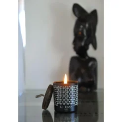 Bougie déco parfumée et rechargeable Teck et Tonka Esteban - 180 g
