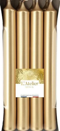 Bougie flambeau de ménage coloris or 18 cm L’Atelier Denis – Les 8 pièces