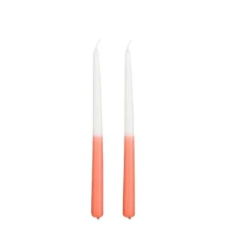 Bougie flambeau dîner coloris orange en cire - 30 cm