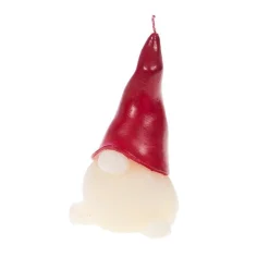 Bougie forme gnome à chapeau rouge Alfred - 13 x 6,8 x 6 cm