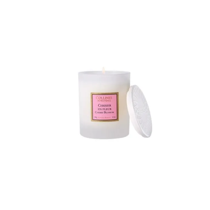 Bougie parfumée coloris blanc senteur cerisier en fleur Collines de Provence - 180 g